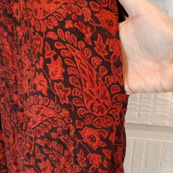 UTSA Woman XXL Button Up Shirt Dress Elbow Sleeves Paisley Print 100% Viscose - Picture 4 of 5